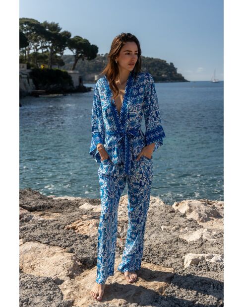 Kimono Dalia bleu aztec