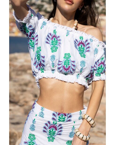 Top en coton Jenna topaz bleu