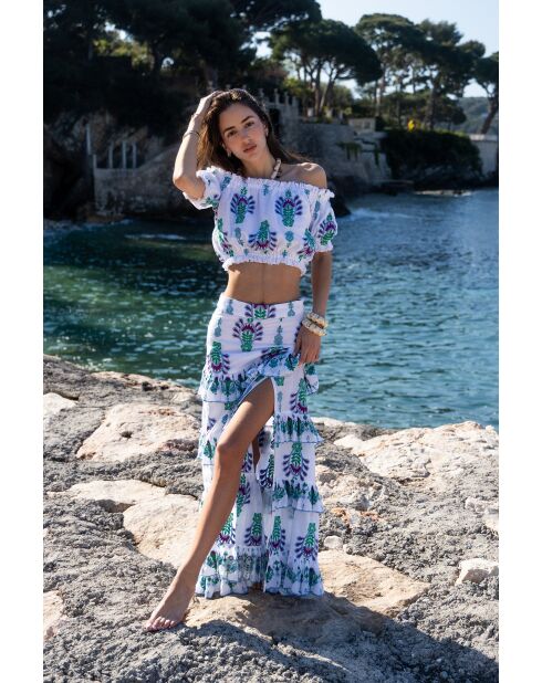 Top en coton Jenna topaz bleu
