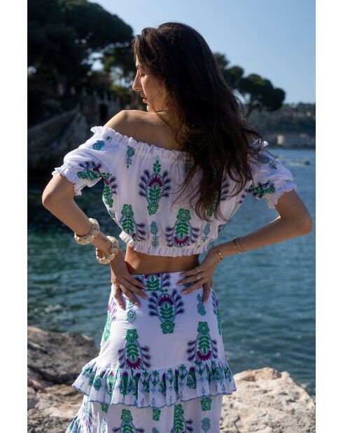 Top en coton Jenna topaz bleu