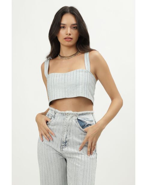 Bra en coton Top strass bleu