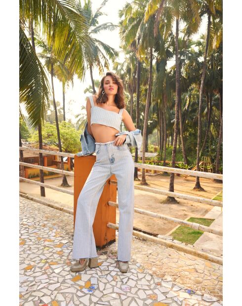 Bra en coton Top strass bleu
