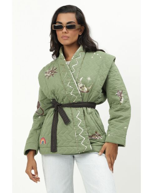 Kimono en coton Stella kaki