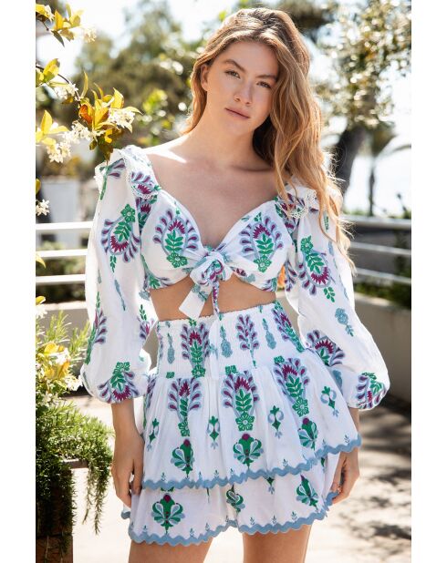 Top en coton Aleks topaz bleu