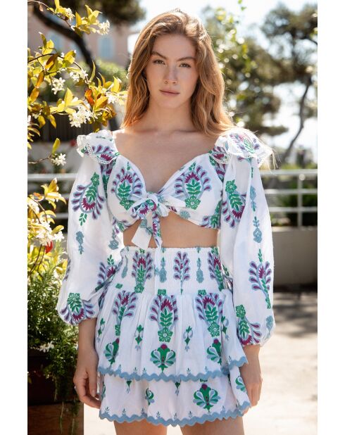 Top en coton Aleks topaz bleu