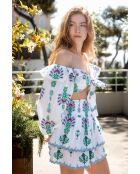 Top en coton Aleks topaz bleu