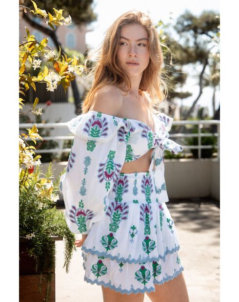Top en coton Aleks topaz bleu