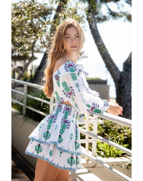 Top en coton Aleks topaz bleu