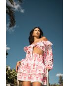 Top en coton Aleks broderie rose