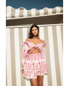 Top en coton Aleks broderie rose