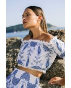 Top en coton Jenna broderie bleu