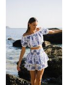 Top en coton Jenna broderie bleu