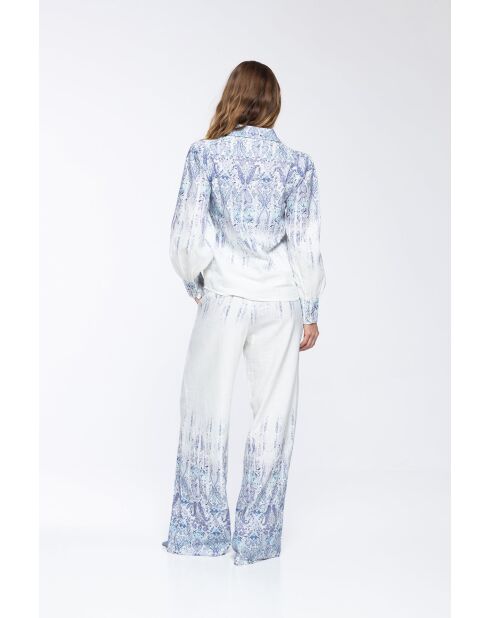 Chemise en lin mélangé Jessy persian blue