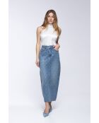 Jupe en coton Tamara strass bleue