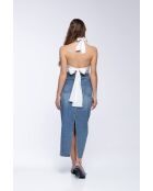 Jupe en coton Tamara strass bleue