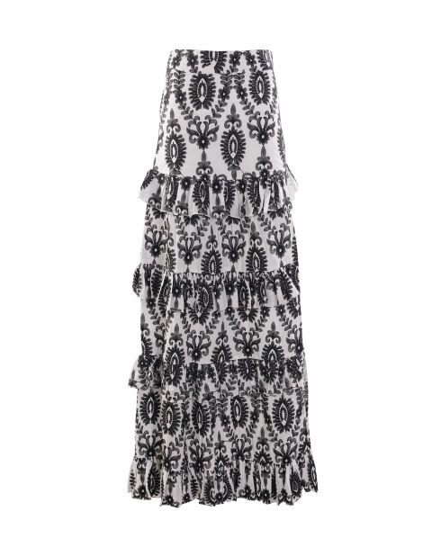Jupe en coton Nais broderie noire