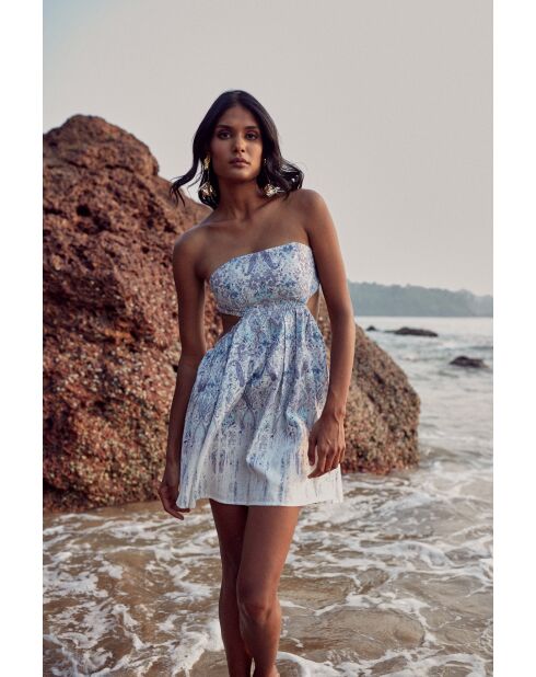 Robe en lin mélangé Layal persian blue