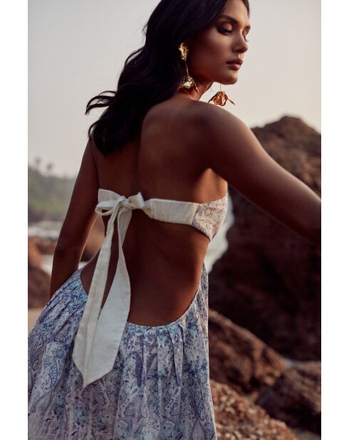Robe en lin mélangé Layal persian blue