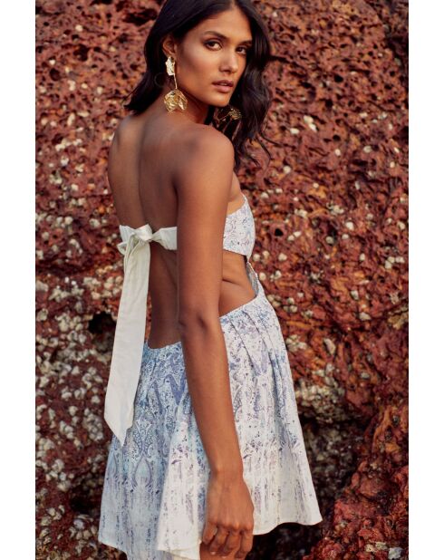 Robe en lin mélangé Layal persian blue