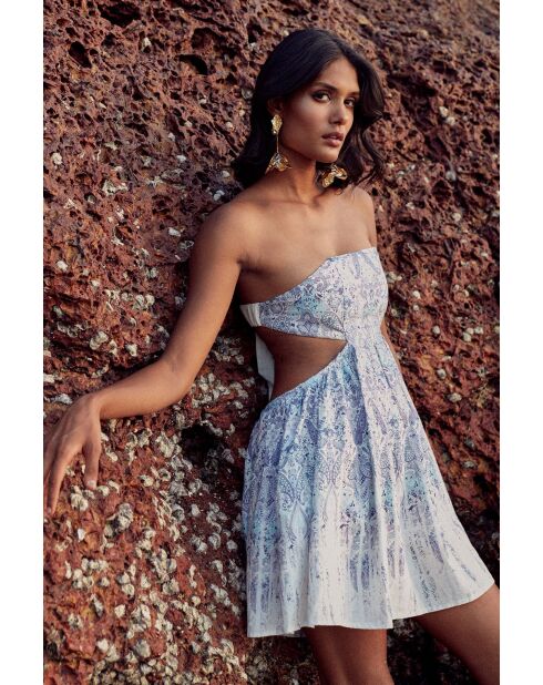 Robe en lin mélangé Layal persian blue