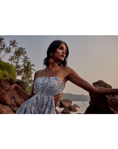 Robe en lin mélangé Layal persian blue