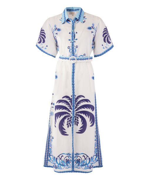 Robe en coton Chiara blue palm tree