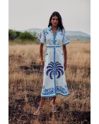 Robe en coton Chiara blue palm tree