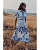 Robe en coton Chiara blue palm tree