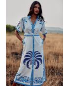 Robe en coton Chiara blue palm tree