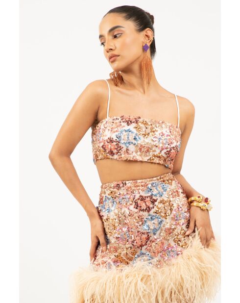 Jupe Julia sequins beige