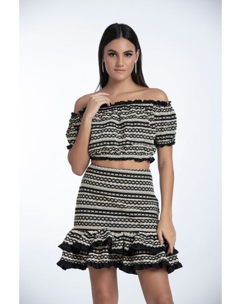 Jupe en coton Eliana crochet beige