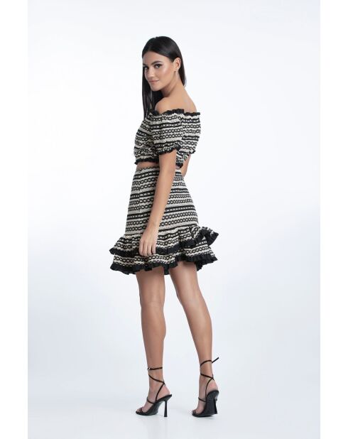 Jupe en coton Eliana crochet beige