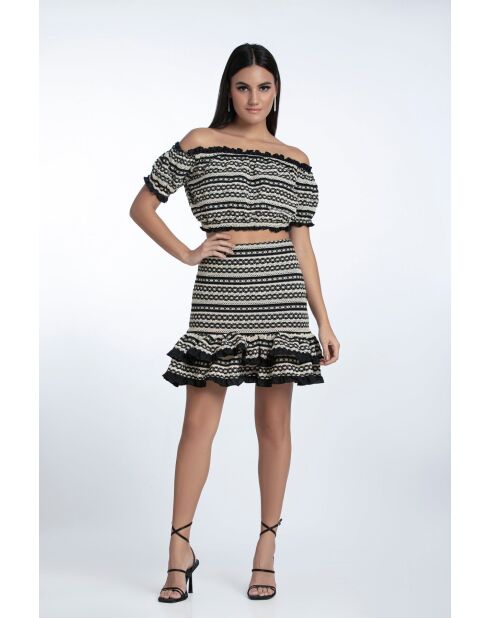 Jupe en coton Eliana crochet beige