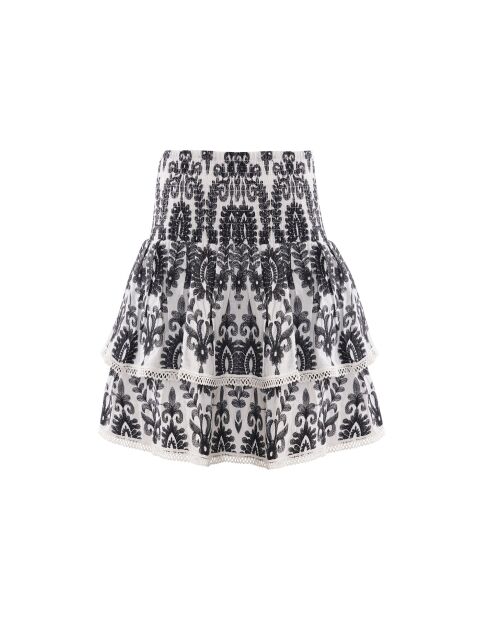 Jupe en coton Paulina broderie noire