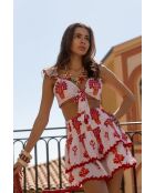 Jupe en coton Paulina topaz rouge