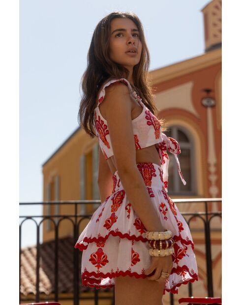 Jupe en coton Paulina topaz rouge