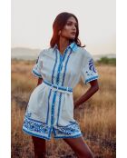 Robe en coton Alina blue palm tree