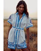 Robe en coton Alina blue palm tree