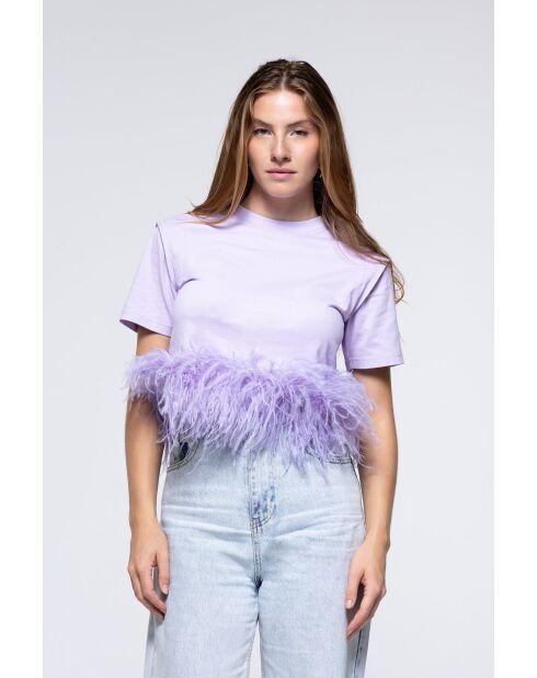 Tee- Shirt en coton Plumes lila
