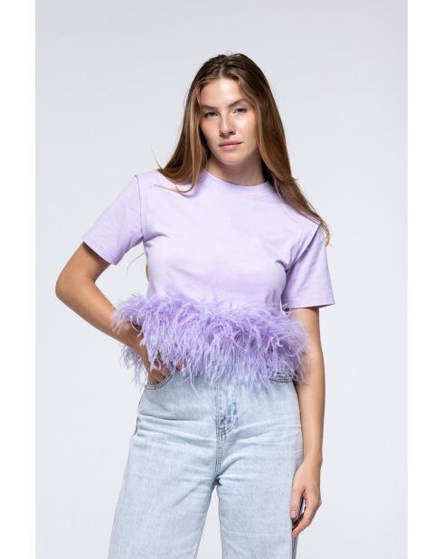 Tee- Shirt en coton Plumes lila