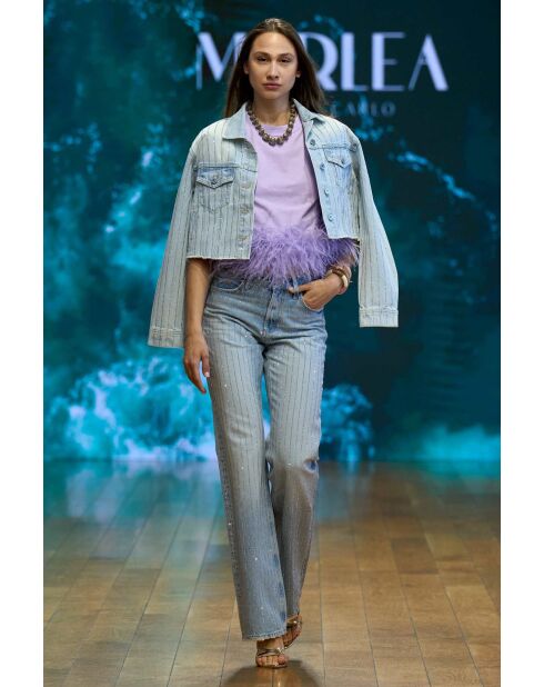 Tee- Shirt en coton Plumes lila