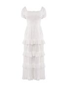 Weißes Baumwollkleid Lara mit Palmenmotiv