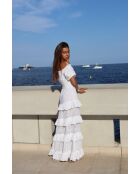 Weißes Baumwollkleid Lara mit Palmenmotiv