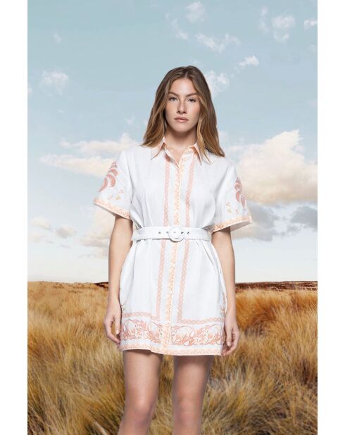 Robe en coton Alina ivory palm tree