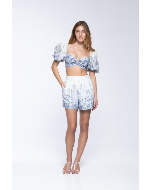 Shorts en lin mélangé Rimma persian blue