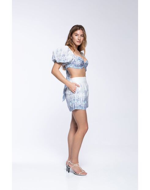 Shorts en lin mélangé Rimma persian blue