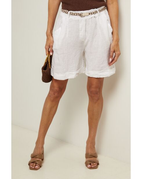 Short en lin Trend blanc