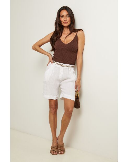 Short en lin Trend blanc