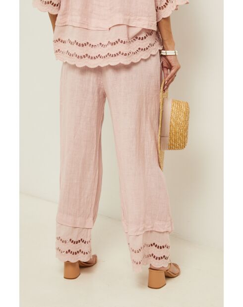 Pantalon en lin Smart rose