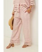 Pantalon en lin Smart rose